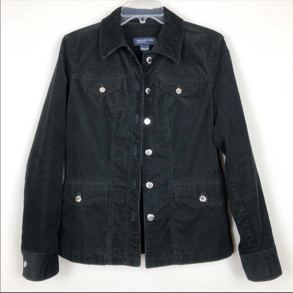 Jones New York Women's Button Down Black Corduroy Jacket Size Small - Picture 1 of 4